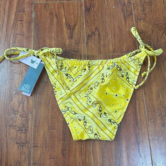 * NWT Wild Fable XS (0-2) Yellow Bandana Side-Tie Extra High Leg Bikini Bottom - Picture 5 of 8